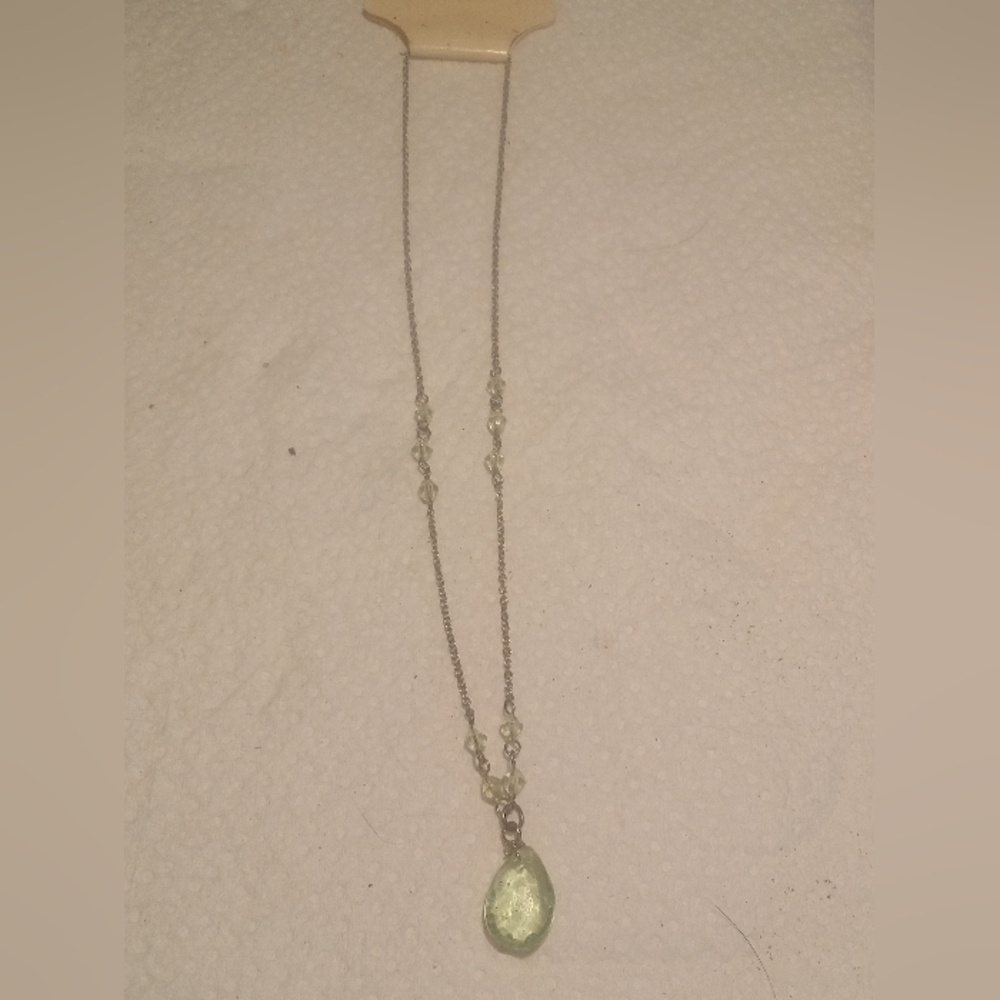 Elegant Silver Necklace with Green Accents